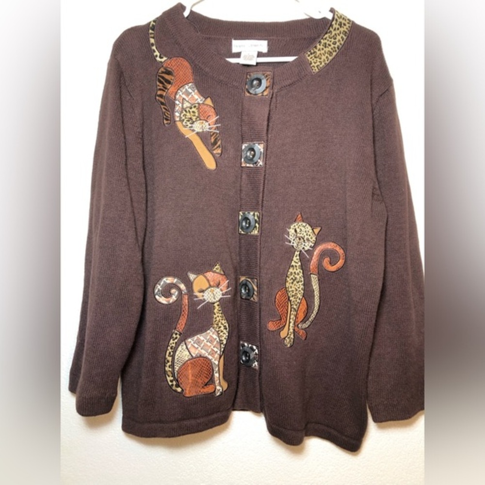 DRAPE’S & Damon’s Brown and Orange Oktoberfest Cardigan with Embroidered Motifs